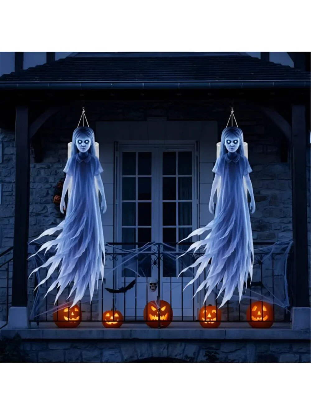 2pcs Halloween Party Decorations Outdoor Ghost Girl Windsock